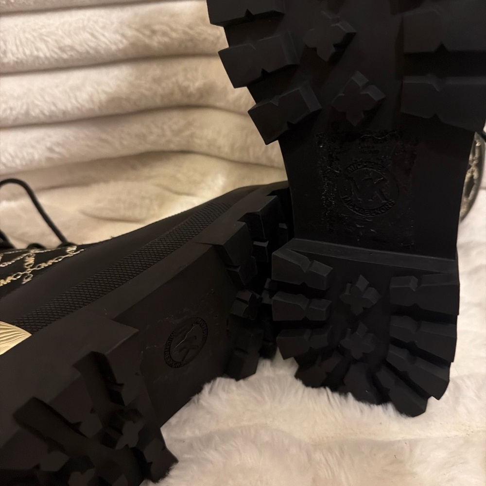 Michaels Black Combat Boots with Gold Detailing - Picture 7 of 10